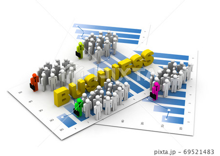 Business people with graph chart 69521483