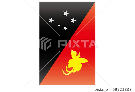 新世界の国旗2 3verグラデーション縦 パプアニューギニアのイラスト素材