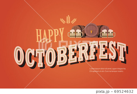 beer festival Oktoberfest party celebration concept lettering greeting card or flyer horizontal 69524632