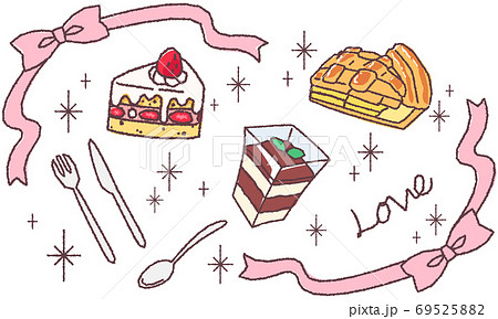 ケーキのイラスト　色あり 69525882