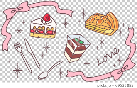 ケーキのイラスト　色あり 69525882
