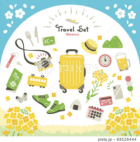日本の春の旅行アイコンセット　シンプルで可愛い 69526444