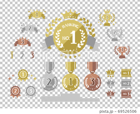 Simple and cute ranking icon set Gold, silver and bronze 69526506