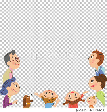 上を見上げる三世代家族 69526641