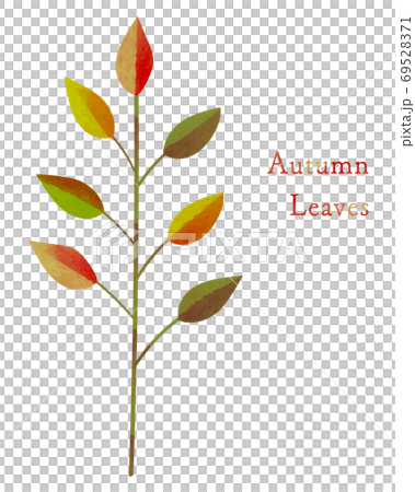 秋 バイカラーの紅葉した植物 水彩 切り絵風イラストのイラスト素材 秋 バイカラーの紅葉した植物 水彩 切り絵風イラストのイラスト素材