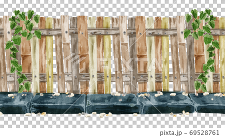 木の柵と縁石の背景イラスト 69528761