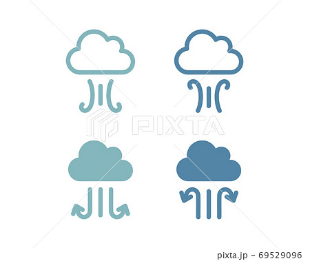 上昇気流と下降気流のアイコンのセット 風 流れ 天気 雲 突風 暴風 自然のイラスト素材