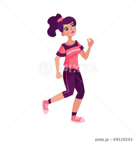 Young Woman Wearing Sportswear Running Outside Vector Illustration 69529203