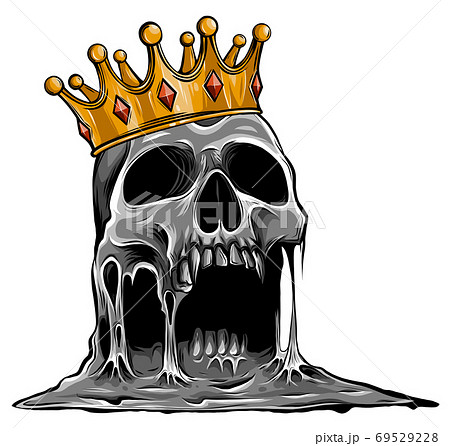 vector illustration with skull in crown isolated on white background 69529228