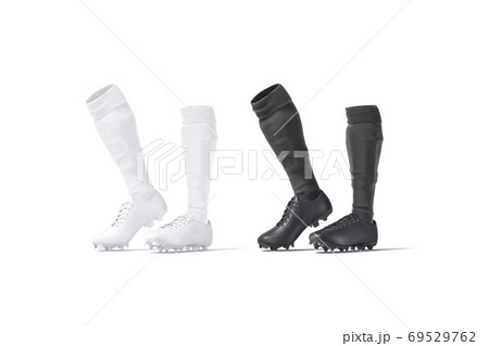 Blank black and white soccer boots with socks tiptoe mockup 69529762