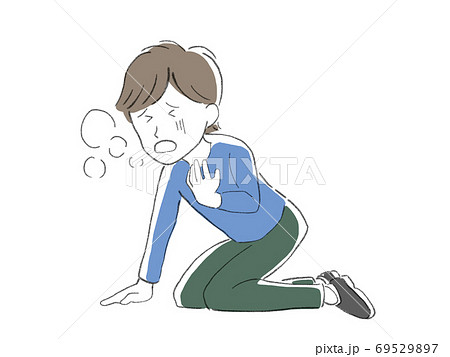 過呼吸をおこしている男性のイラスト素材