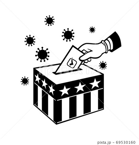 American Voter Voting During Pandemic Lockdown Election Retro Black and White 69530160