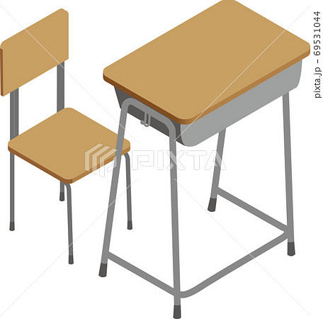 学校の机と椅子のイラスト素材