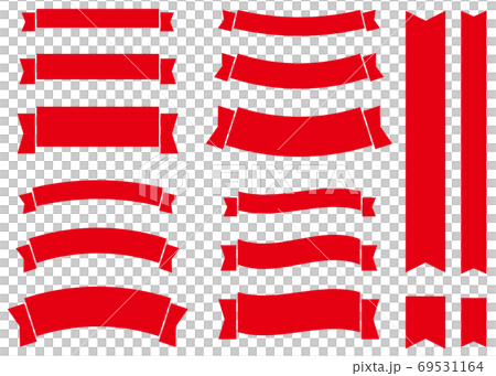 Simple ribbon set with different widths Red 69531164
