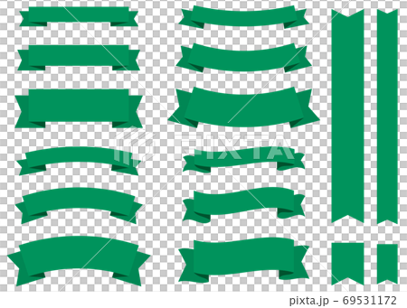 簡單的絲帶設置不同的寬度綠色 69531172