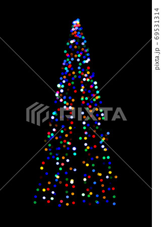 Blurred christmas tree lights isolated on black background 69531314