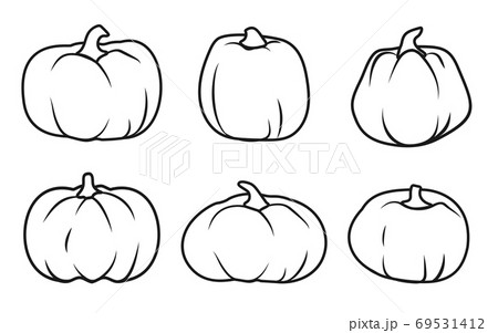 Autumn pumpkin doodle icon Thanksgiving vector set 69531412