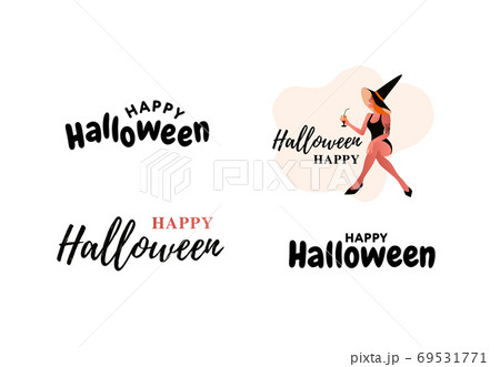 Halloween party vector type set. Witch in black 69531771