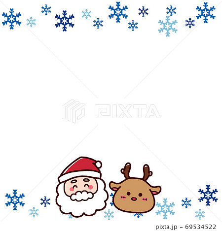 雪の結晶のクリスマスラインフレーム 雪の結晶のクリスマスラインフレーム 69534522