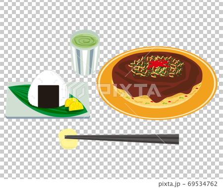 ソースお好み焼きのベクターイラストのイラスト素材