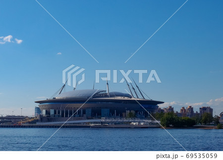 Krestovsky Stadium with blue sky in Saint Petersburg Krestovsky Stadium with blue sky in Saint Petersburg 69535059