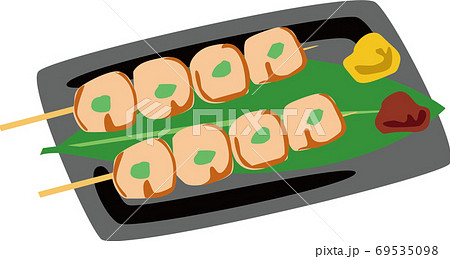 鶏胸肉とわさびの串焼き日本食の焼き鳥のイラスト素材