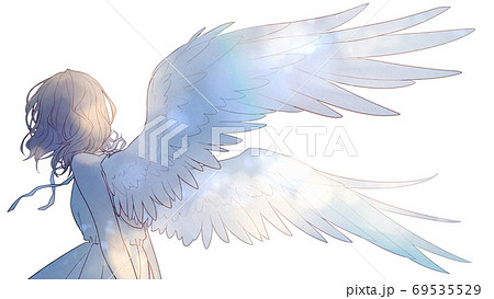翼の生えた女の子のイラストのイラスト素材