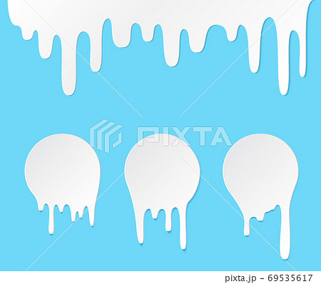 Melt drip and circle milk labels. Vector set liquid drops icons for graffiti blob stickers. White liquid or melted chocolate drips, milk, current paint. Melt drip and circle milk labels. Vector set liquid drops icons for graffiti blob stickers. White liquid or melted chocolate drips, milk, current paint. 69535617