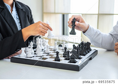 Black and White chess with player, Businessman and 69535675