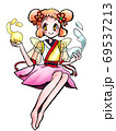 水の魔法が使える和テイストの妖精の女の子 69537213