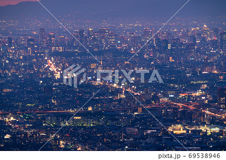 《大阪府》大阪中心街の夜景・全景 《大阪府》大阪中心街の夜景・全景 69538946