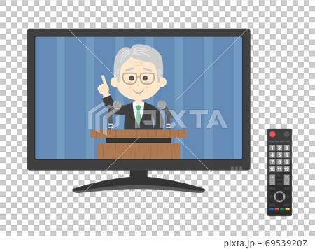 テレビとリモコンのイラスト テレビとリモコンのイラスト 69539207