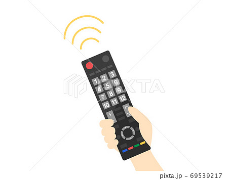 テレビリモコンを持つイラストのイラスト素材
