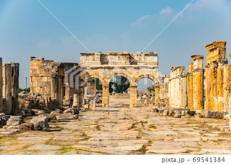 Hierapolis ancient city ruins Pamukkale Turkey. UNESCO world heritage site 69541384