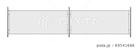Metal chain link fence, segment of rabitz grid 69541686