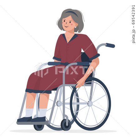 An elderly disabled woman in a wheelchair An elderly disabled woman in a wheelchair 69542391