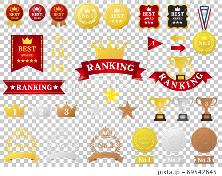 排名獎杯和王冠的插圖素材 排名獎杯和王冠的插圖素材 69542645
