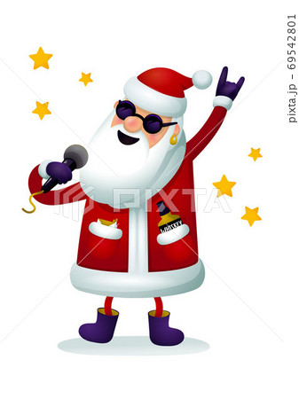 Roc-n-roll Santa character. Singing Santa Claus...のイラスト素材 [69542801] - PIXTA