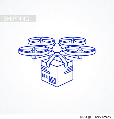 Drone icon. delivery service. Remote air drone with parcel. Modern Shipping package by flying quadcopter. Outline style concept. Quadcopter with box. Drone icon. delivery service. Remote air drone with parcel. Modern Shipping package by flying quadcopter. Outline style concept. Quadcopter with box. 69542925