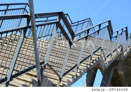 A fragment of a stepped ascent to the pedestrian bridge between A fragment of a stepped ascent to the pedestrian bridge between 69544349