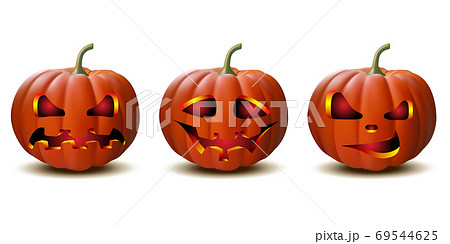 set of Halloween pumpkins in vector with different faces 69544625
