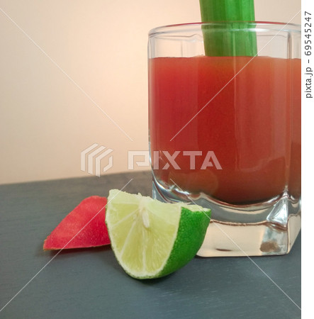Bloody Mary Cocktail ( vampire or sangrita cocktail ) lemon and tomato slice. copy space Bloody Mary Cocktail ( vampire or sangrita cocktail ) lemon and tomato slice. copy space 69545247