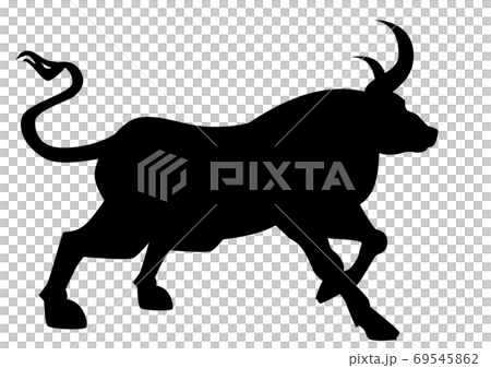 牛のシルエット　動物　牛　丑年　15　立ちポーズの牛 69545862