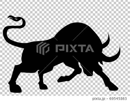 牛のシルエット 動物 牛 丑年 16 威嚇する牛のイラスト素材