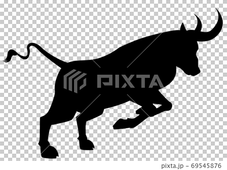 牛のシルエット 動物 牛 丑年 25 飛びかかる牛のイラスト素材