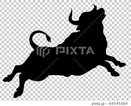 牛のシルエット 動物 牛 丑年 5 飛び跳ねる牛のイラスト素材