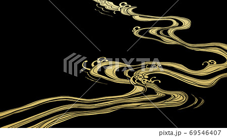 波をモチーフとした和風素材 - 複数のバリエーションがあります 波をモチーフとした和風素材 - 複数のバリエーションがあります 69546407