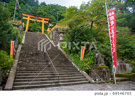 和歌山県 那智山青岸渡寺の赤い鳥居と石段 和歌山県 那智山青岸渡寺の赤い鳥居と石段 69546705