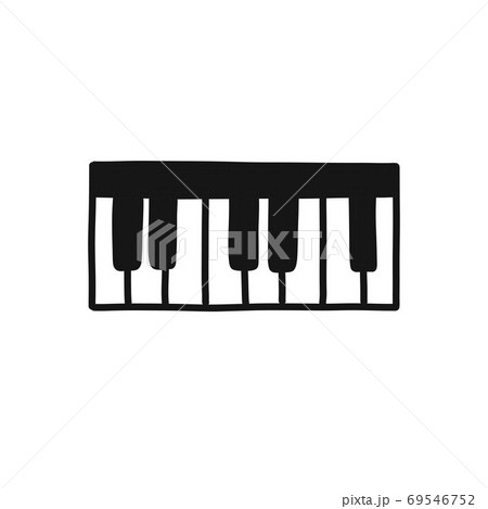 musical keyboard synthesizer doodle icon, vector 69546752