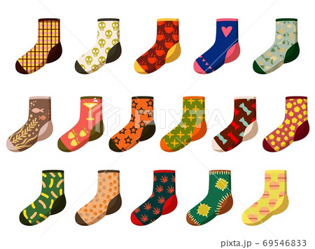 Cartoon socks set isolated on white background Cartoon socks set isolated on white background 69546833